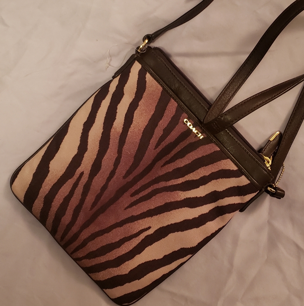Coach Zebra Print Cross Body Bag